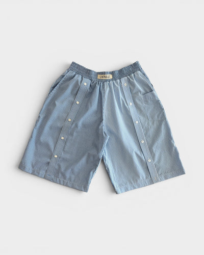 Baggy Button Up Short in Light Blue
